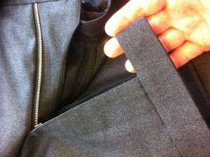 Waistband extension should be sharp, and STRAIGHT