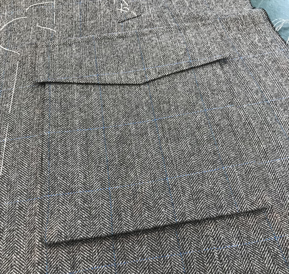 Mens Bespoke Grey Jacket Pocket