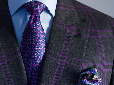 Mens Tailor Jacket with Patterned tie and redbluepocket square