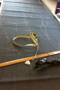 My bespoke coats marked in ready to be cut out.